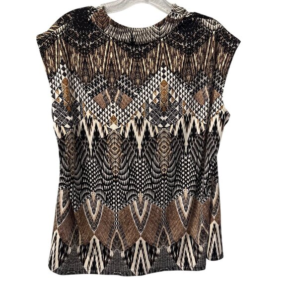 Jones Studio Geometric Print Cowl Neck Sleeveless Top Sz 1X Blouse - Picture 9 of 11